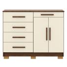 Cômoda Grande Sapateira Quarto 5 Gavetas 2 Portas Sirios Imbuia/Champanhe