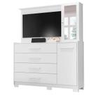 Cômoda Ilhabela com Painel para Tv 4 Gavetas 2 Portas e Espelho Albatroz Cor Branco