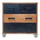 Cômoda Industrial de Madeira Maciça com 4 Rodízios e 4 Gavetas Revestidas com Ferro Cômoda Industrial de Madeira Maciça com 4 Rodízios e 4 Gavetas Revestidas com Ferro