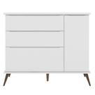 Cômoda Infantil 1 Porta 3 Gavetas 100% MDF Pés Retrô Mel P04 Branco - Mpozenato