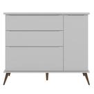 Cômoda Infantil 1 Porta 3 Gavetas 100% MDF Pés Retrô Mel P04 Cinza - Mpozenato