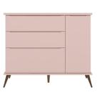 Cômoda Infantil 1 Porta 3 Gavetas 100% Mdf Pés Retrô Mel Z39 Rosê - Mpozenato