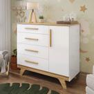 Cômoda Infantil 1 Porta 4 Gavetas 119cm 100% MDF Kakau Retrô Espresso Móveis