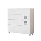 Cômoda Infantil 1 Porta 4 Gavetas Tigus Life MDF Branca