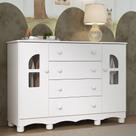 Cômoda Infantil 125cm 2 Portas com Vidro e 4 Gavetas Aurora Multimóveis MP4500