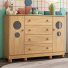 Cômoda Infantil 125cm 2 Portas Com Vidro E 4 Gavetas Bombom Multimóveis MP4465 Madeirado