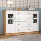 Cômoda Infantil 125cm 2 Portas Com Vidro E 4 Gavetas Brisa Multimóveis MP4429 Madeirado/branco