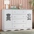 Cômoda Infantil 125cm 2 Portas Com Vidro E 4 Gavetas Doçura Multimóveis Mp4495 Branco Branco