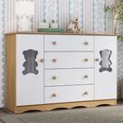 Cômoda Infantil 125cm 2 Portas Com Vidro E 4 Gavetas Doçura Multimóveis Mp4495 Madeirado/branco Madeirado/branco