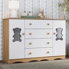 Cômoda Infantil 125cm 2 Portas com Vidro e 4 Gavetas Doçura Multimóveis MP4495