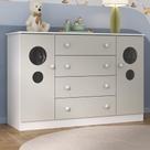 Cômoda Infantil 125cm 2 Portas Com Vidro E 4 Gavetas Pirulito Multimóveis MP4470 Branco-off White