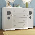 Cômoda Infantil 125cm 2 Portas Com Vidro E 4 Gavetas Sonho Multimóveis MP4475 Branco-off White