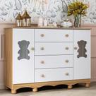 Cômoda Infantil 125cm 2 Portas Com Vidro E 4 Gavetas Ternura Multimóveis Mp4480 Madeirado/branco Madeirado/branco