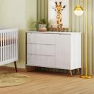 Cômoda Infantil 3 Gavetas 1 Porta Lunna Branco 100 MDF Peternella