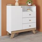 Cômoda Infantil 3 Gavetas 1 Porta Retrô Theo Espresso Móveis Branco/Jequitibá HP