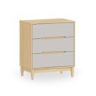 Cômoda Infantil 3 Gavetas com 75cm de largura em MDF e Madeira Maciça Linha Tomi Cinza com Carvalho Malva Marca Quater