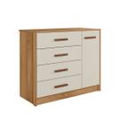 Cômoda Infantil 4 Gavetas 1 Porta Para Quarto Peróla Nature Branco Off White