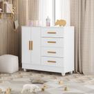 Cômoda Infantil 4 Gavetas 2 Porta Mdp 12cm Pintura Uv Corrediças Metálicas Lite