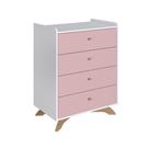 Cômoda Infantil 4 Gavetas Affetto Em Mdp Branco Rosa Completa Móveis