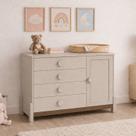 Cômoda Infantil 4 Gavetas com Porta e Cabideiro Luna Bege/Areia/Capuccino