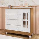 Cômoda Infantil 4 Gavetas com Porta Fraldário Ariel 100% MDF Branco Bétula