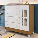 Cômoda Infantil 4 Gavetas com Porta Fraldário Gabrielle 100% MDF Branco Bétula