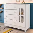 Cômoda Infantil 4 Gavetas com Porta Fraldário Gabrielle 100% MDF Branco