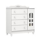 Cômoda Infantil 4 Gavetas com Porta Fraldário Provençal Lisa Branco Carolina Baby