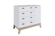 Cômoda Infantil 4 Gavetas e 1 Porta Branco Completa Móveis