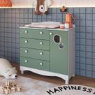 Cômoda Infantil 4 Gavetas e 1 Porta Linha Encanto Branco/Verde Cômoda Infantil 4 Gavetas e 1 Porta Linha Encanto Branco/Verde