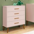 Cômoda Infantil 4 Gavetas Isis Móveis Reller Rosa