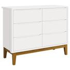 Cômoda Infantil 6 Gavetas Classic Branco Acetinado com Pés Madeira Reller