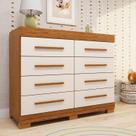 Cômoda Infantil 8 Gavetas 100% Mdf 111,70cm X 100,50cm Brincare Espresso Móveis Cinamomo/Off White