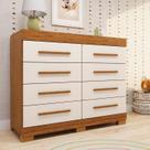 Cômoda Infantil 8 Gavetas 100% Mdf 111,70cm X 100,50cm Brincare Espresso Móveis Cinamomo/Off White