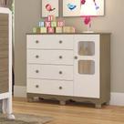 Cômoda Infantil 95cm 1 Porta com Janela e 4 Gavetas Mimo 100% MDF Espresso Móveis Cômoda Infantil 95cm 1 Porta com Janela e 4 Gavetas Mimo 100% MDF Espresso Móveis