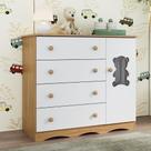 Cômoda Infantil 95cm 1 Porta Com Vidro E 4 Gavetas Doçura Multimóveis Mp4494 Madeirado/branco Madeirado/branco