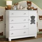 Cômoda Infantil 95cm 1 Porta Com Vidro E 4 Gavetas Fofura Multimóveis Mp4484 Branco Branco