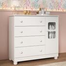 Cômoda Infantil 95cm 1 Porta Com Vidro E 4 Gavetas Sol Multimóveis MP4422 Branco