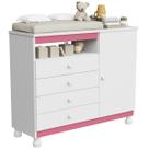Cômoda Infantil Bebê Sapateira Quarto Criança Com Trocador Colchão Impermeável Baby Macio Regulagem de Altura Corrediça Telescópica