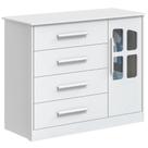 Cômoda Infantil Charlô 1 Porta 4 Gavetas - Móveis Peroba Branco Brilho