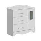 Cômoda Infantil Clara Peroba em MDF Branco 3 Gavetas 1 Porta