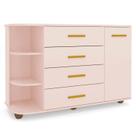 Cômoda Infantil com Cantoneira e 4 Gavetas 100% Mdf New Lorena Rosê - Phoenix