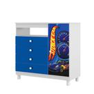 Cômoda Infantil com Porta e 4 Gavetas Tema Carro Quarto Menino Organizador MDF com Corrediça Telescópica Prateleira e Pés Reguláveis
