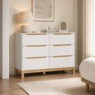 Cômoda Infantil Cozy 6 gavetas Espaço para Tocador MDF Branco com Carvalho Malva
