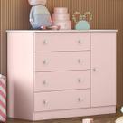Cômoda Infantil Doce Sonho 1 Porta 4 Gaveta Rosa Acetinado - Qmovi Cômoda Infantil Doce Sonho 1 Porta 4 Gaveta Rosa Acetinado - Qmovi