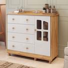 Cômoda Infantil Elô 1 Porta 4 Gavetas 100% Mdf Branco Brilho/Amêndoa - Móveis Peroba
