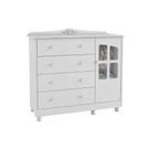 Cômoda Infantil Elô c/ 1 Porta Cristal e 4 Gavetas Branco - Peroba