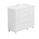 Cômoda Infantil Elô Peroba 100% MDF Branco 4 Gavetas 1 Porta