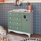 Cômoda Infantil Encanto 4 Gavetas e 1 Porta Verde/Branco - Completa Móveis