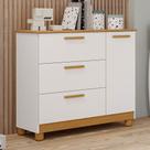 Cômoda Infantil Jujuba 3 Gavetas 1 Porta Branco/Nature - Permóbili